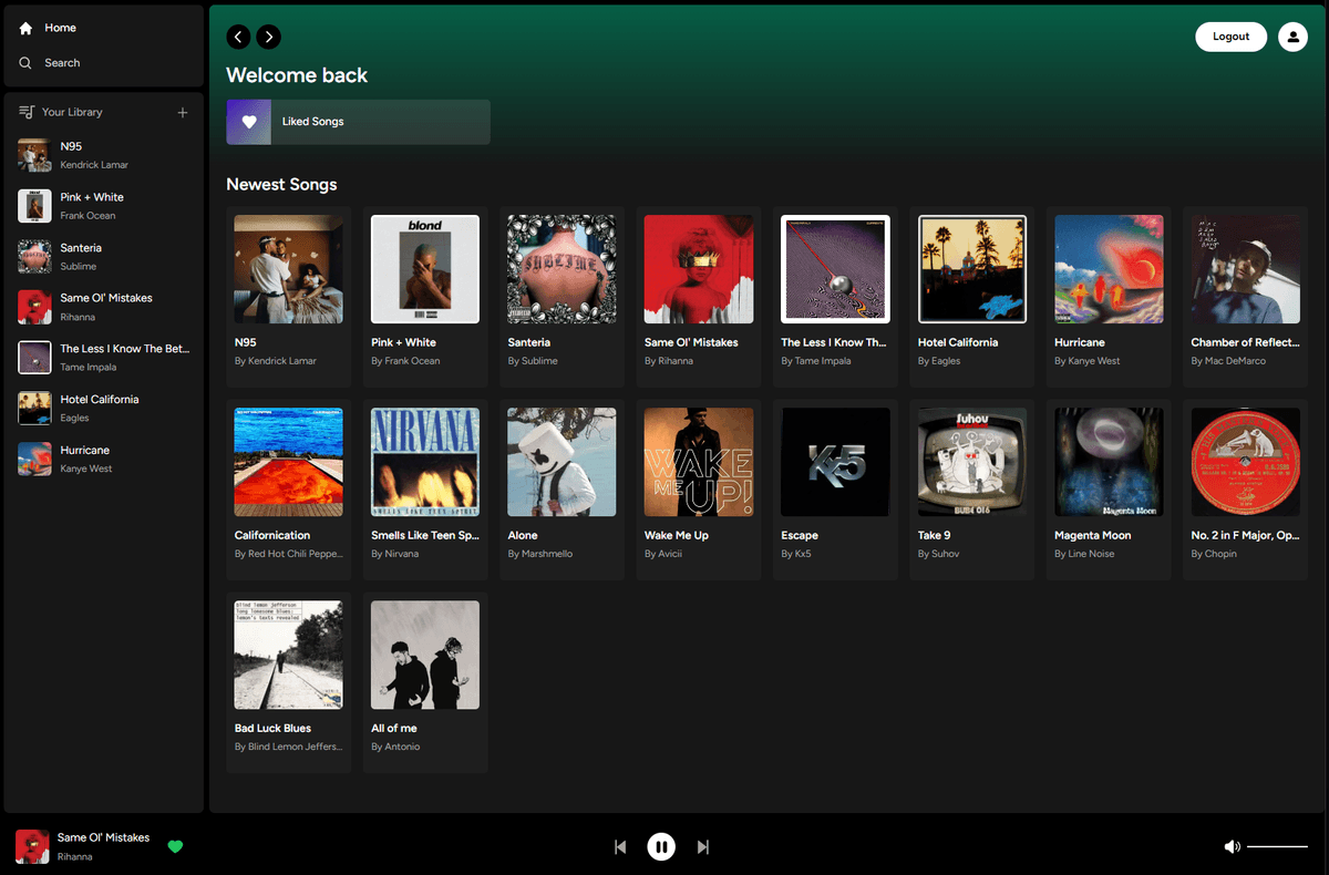 Spotify Website Clone Home Page